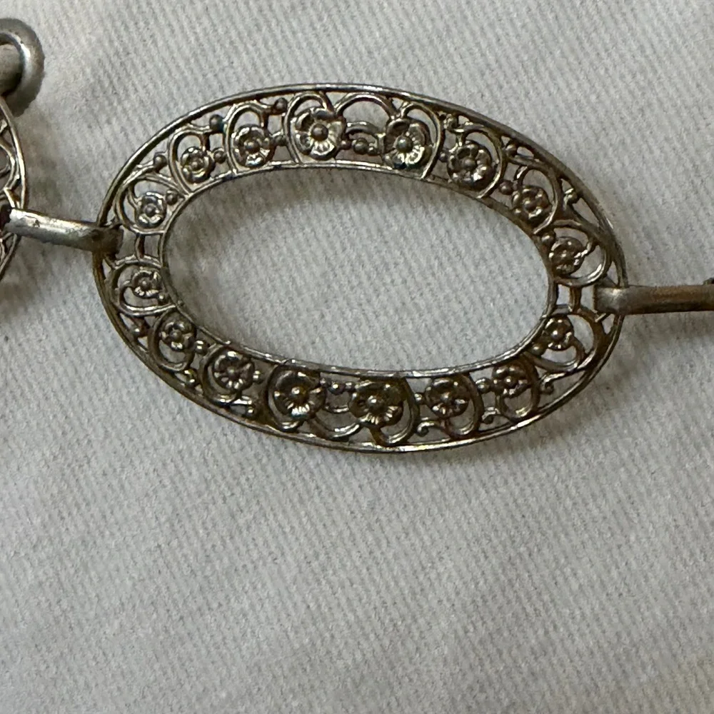 Filigree Oval Link Chain Belt Silver Boho Y2K Festival Statement Vintage‎